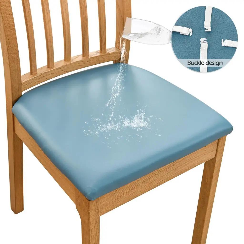 PU Waterproof Chair Cushion Cover For Kitchen Dining Room Leather Seat Cover Dining Room Chair Seat Cushion Cover