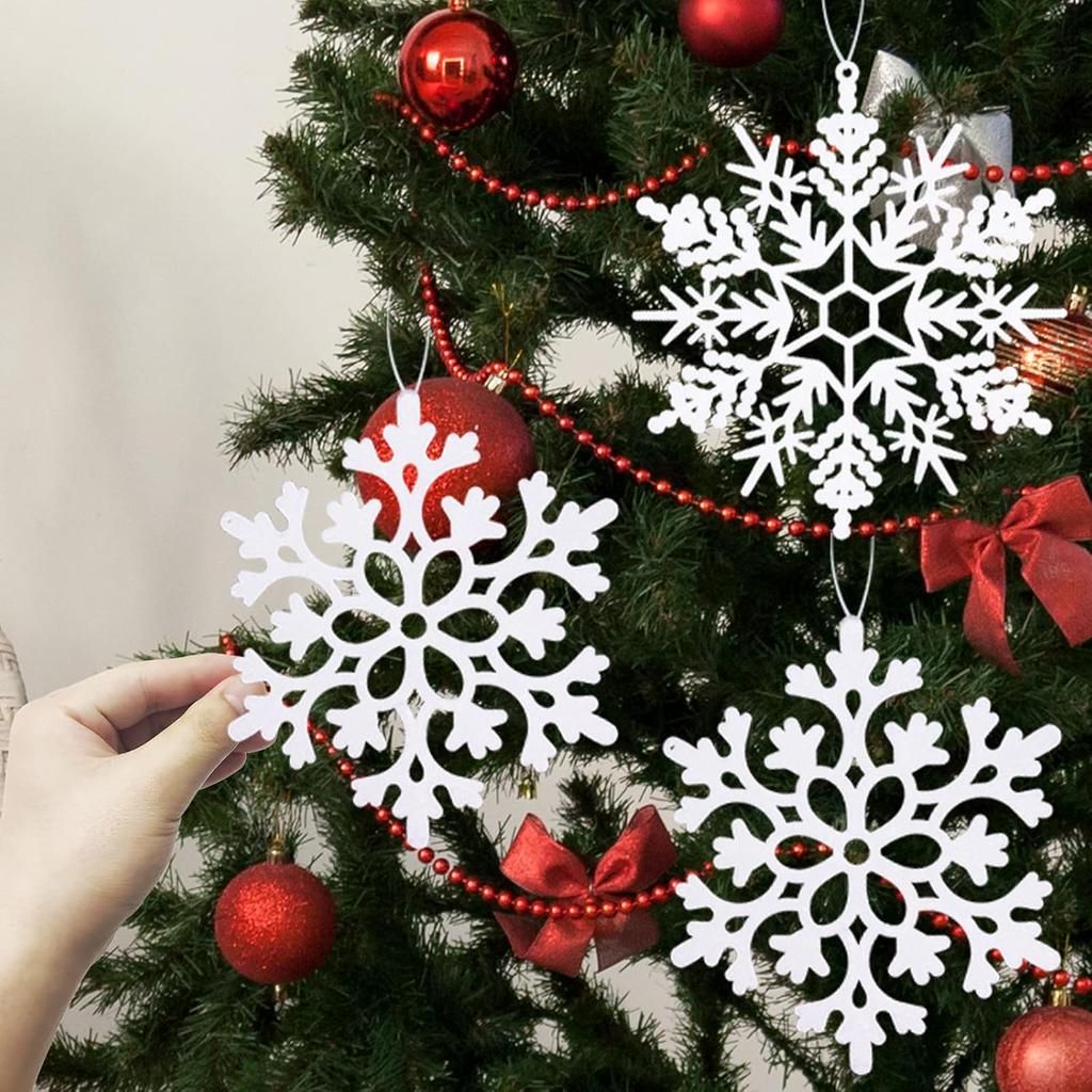 White Snowflake Ornaments, 6 Pack Large Plastic Snowflake Decorations Snowflakes Christmas Decorations, Hanging Snowflake Decorations for Winter