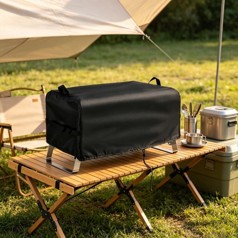 Portable Gas Cooker Cover, 600D PVC Dust Cover with 25 X 18 X 15 Size, Rectangular Storage Cover for Backyard Cart Use and Camp Carry
