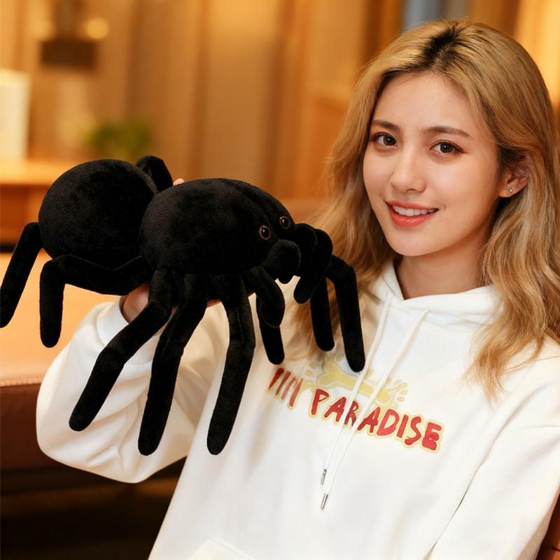 Spider Plush Toy Realistic Stuffed Animal Prank Prop Soft Doll Cartoon Scary Gift for Adults Kids Halloween Party Home Fun Decor