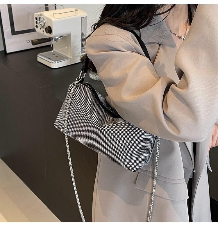 Stylish French Cross-border Trendy Shoulder Bag With Diamonds For Women