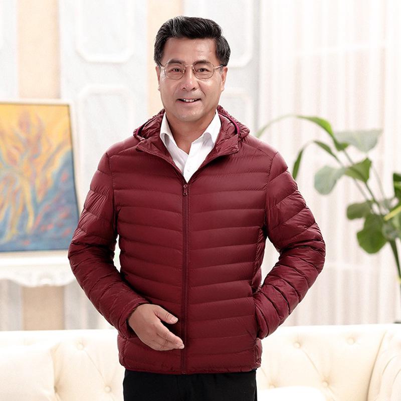 Men's Lightweight Down Jacket - Midlife & Senior, Plus Size, Short, Autumn/Winter Coat