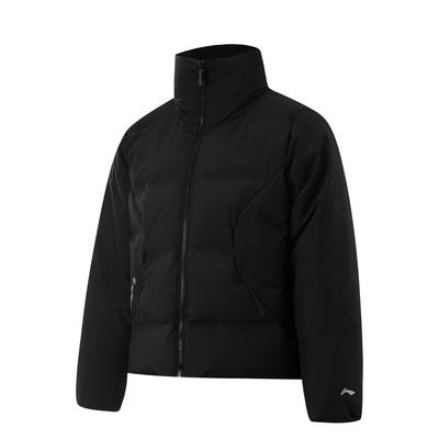 Li Ning CF Suo Veste Courte en Duvet Velours Rouge Confortable Polyvalente Chaude Coupe-Vent Résistante à l'Eau Veste Femme Noire AYMU472-4
