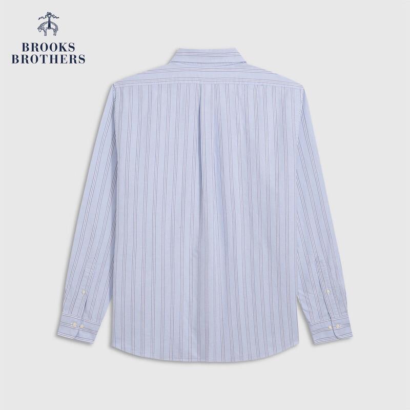Мужская рубашка Brooks Brothers в осенне-зимнюю коллекцию, оксфордская в полоску, с пуговицами и воротником-кнопкой L