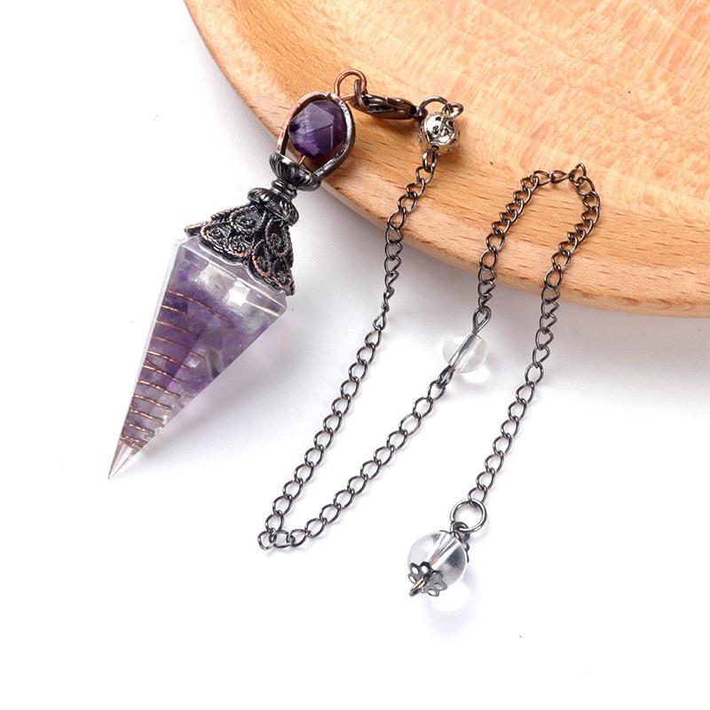 Natural Stone Spirit Pendulum Pendant Latticed Chain Energy Luck Mysterious Reiki Resin For Jewelry Making Accessories Necklaces