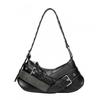 ZR Fashionable Niche Retro Brown Black Hot Girl Armpit Bag One-shoulder Women's Belt Decorative French Stick Portable