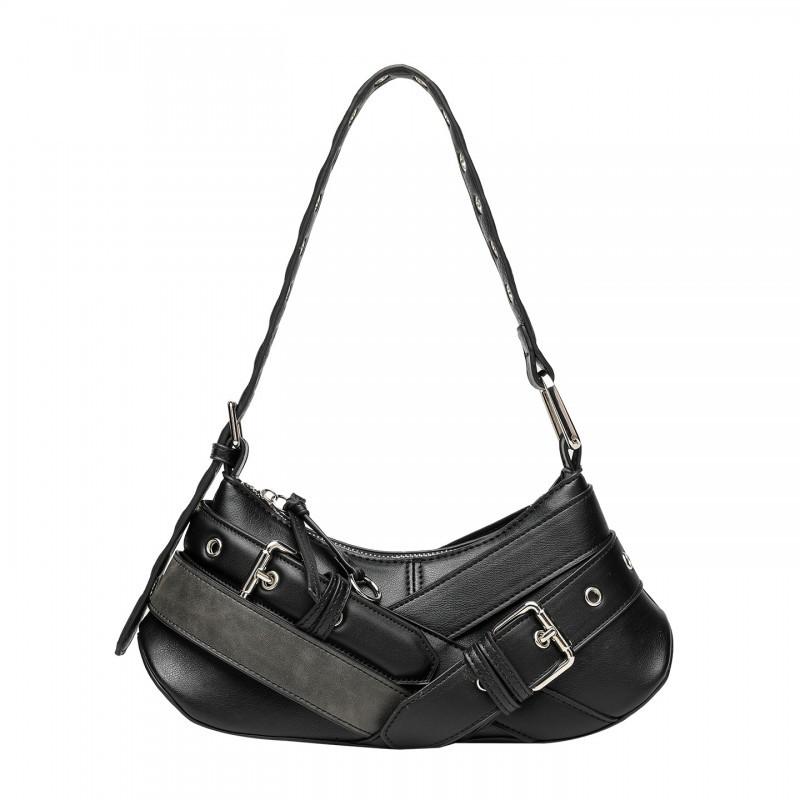 ZR Fashionable Niche Retro Brown Black Hot Girl Armpit Bag One-shoulder Women's Belt Decorative French Stick Portable