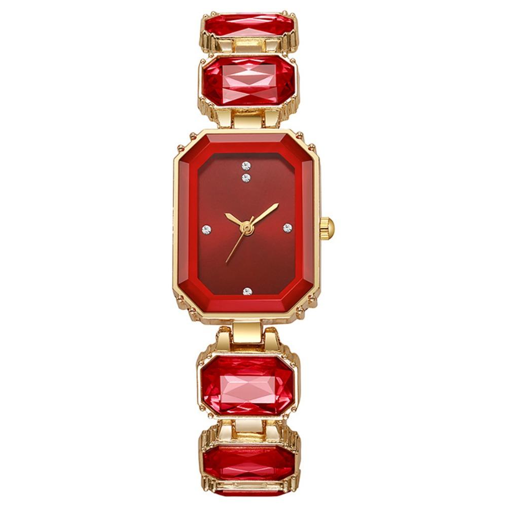 

Rhinestone Quartz Watches Diamond Studded Watch Strap with Adjustable Bracelet Square Shaped Watch Wrist Decoration Women Girl красный