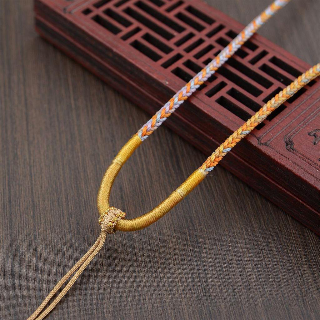 Hand-Woven Gradient Eight-Strand Necklace Cord for Jade and Agate Amulet Pendants