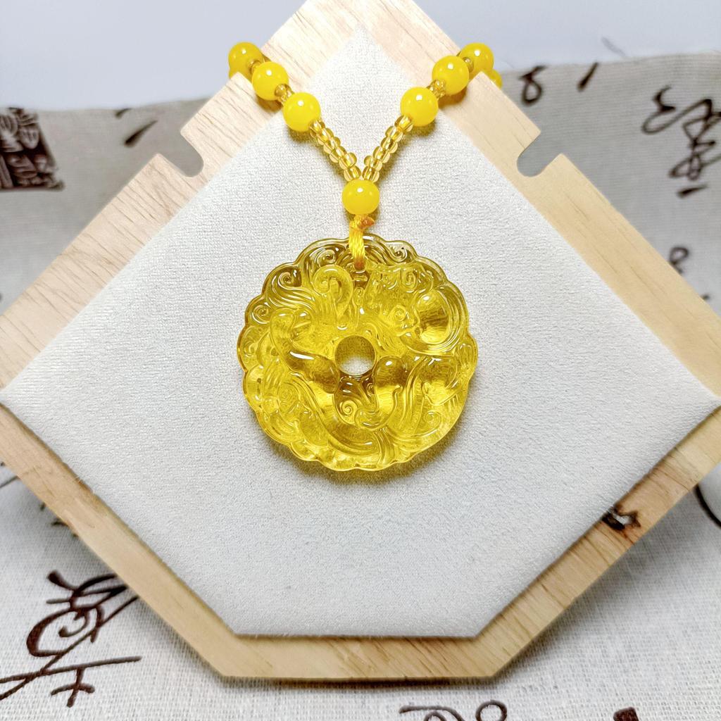 Pixiu Jade Pendant Necklace with Peace Buckle - Unisex Long Sweater Chain