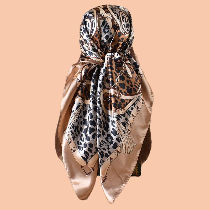 

PC Women s Summer Beach Accessory Fashion Satin Square Scarf 90*90inch Multi-use Headscarf Party Use Versatile Hair Towel 8Y бежевий