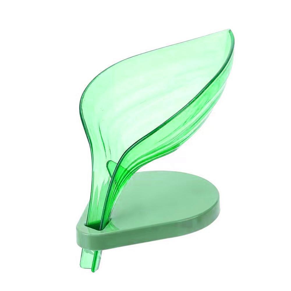 

Leaf Shape Self Draining Soap Box, Plastic Punch-Free Soap Dish Holder Design, For Bathroom Shower Sink Laundry Soap Storage зелёный