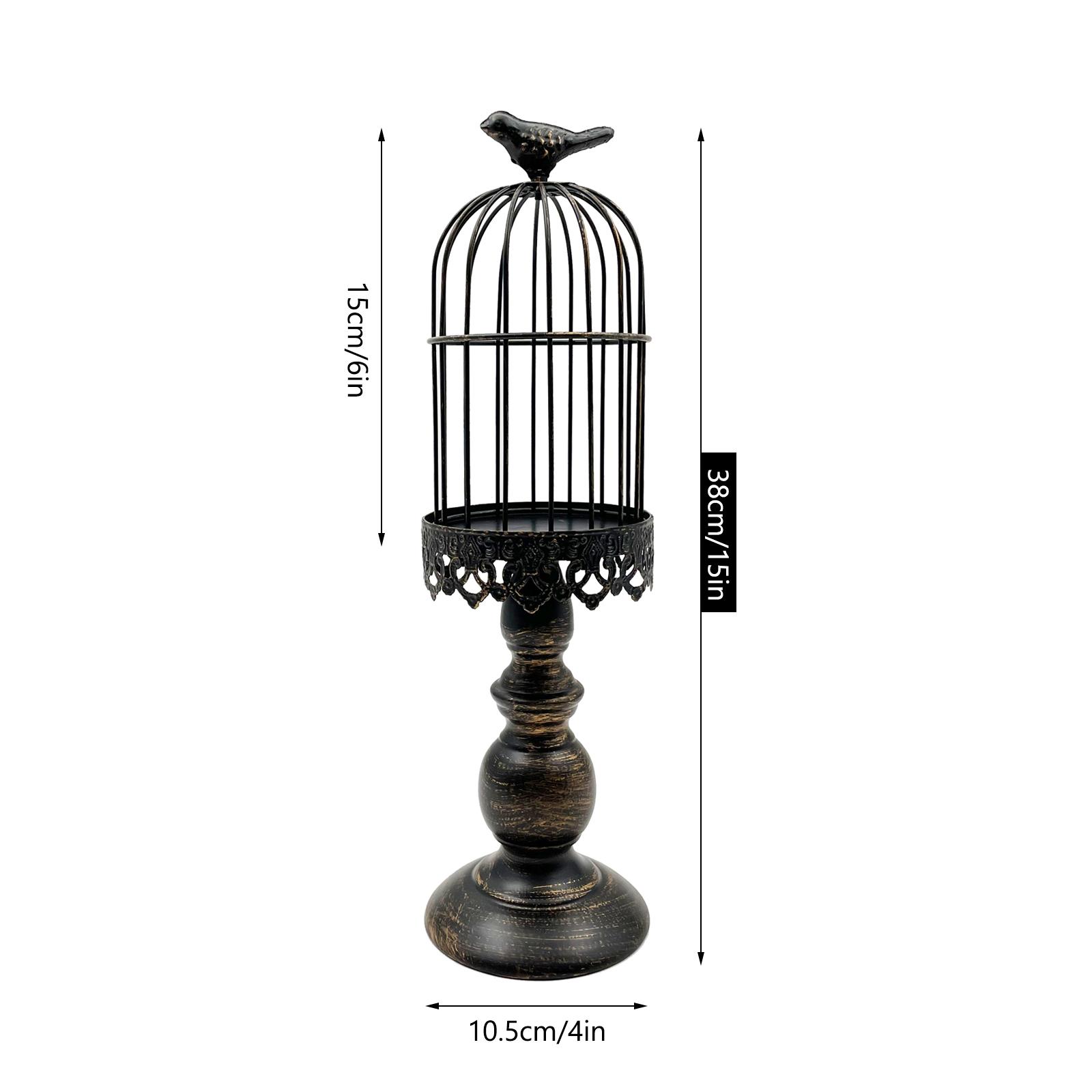 

Ретро потертый подсвечник декоративный подсвечник в виде птичьей клетки винтажный металлический подсвечник для свадебной вечеринки домашний декор 11,8 дюймов Black-medium