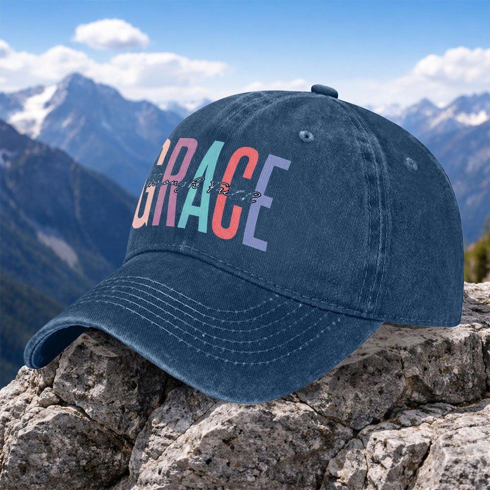 Grace Printed Vintage Baseball Cap Washed Duckbill Street Hiphop Hat For Outdoor Sports Leisure Vacation
