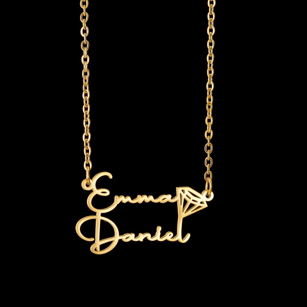 Atoztide Custom 2 Name Necklace for Women Personalized Heart Stainless Steel Jewelry Nameplate Choker Chain Birthday Gift