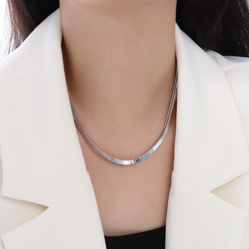 Necklace Accessories Titanium Steel Plated 18k Gold Stacked Chain Necklace Bracelet Set for Women