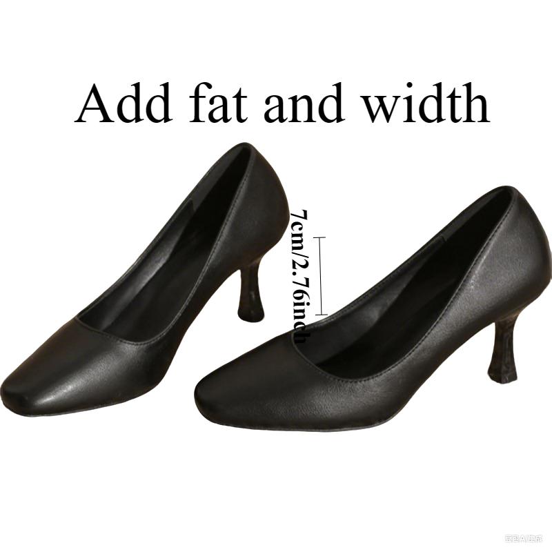 French High Heels Elegant Soft Leather Shoes Thin Heels That Don't Tire Your Feet Single Shoes with Shallow Square Toes All-match Commuter Shoes