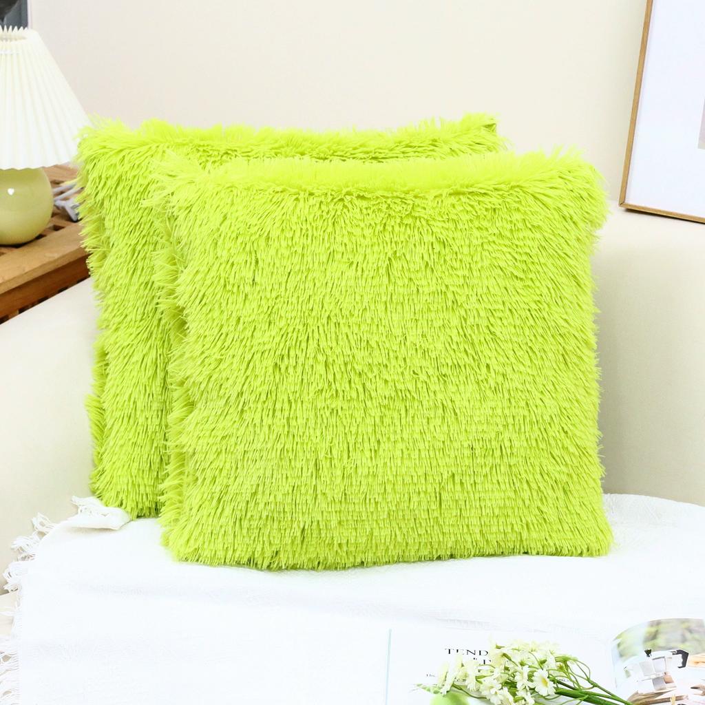 Luxury Soft Faux Fur Fleece Cushion Cover Pillowcase Spring Decorative Throw Pillows Covers, No Pillow Insert,18x18 Inch 2 Pack