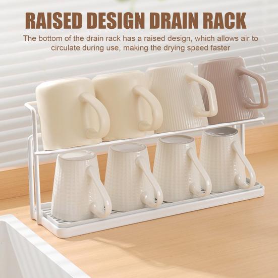 Carbon Steel Drain Cup Holder Upside-Down Design Stable Base Quick Drying Cup Rack Tea Cup Organizer