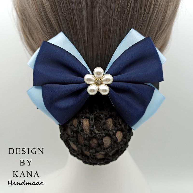 Women's Blue Flower Hair Net & Hairpin for Professionals