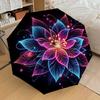 1pc Neon Lotus Fashionable Automatic Opening/Closing Folding Umbrella with 8 Iron Bones, Plastic Handle yy251015006