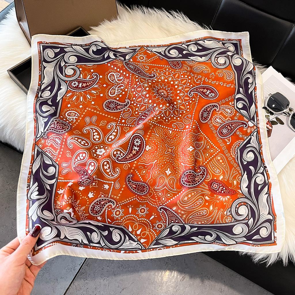Design Print Square Silk Scarf Women Neckerchief Bandana Foulard Lady Shawl Scarves Wrap Head Hair Band Ties