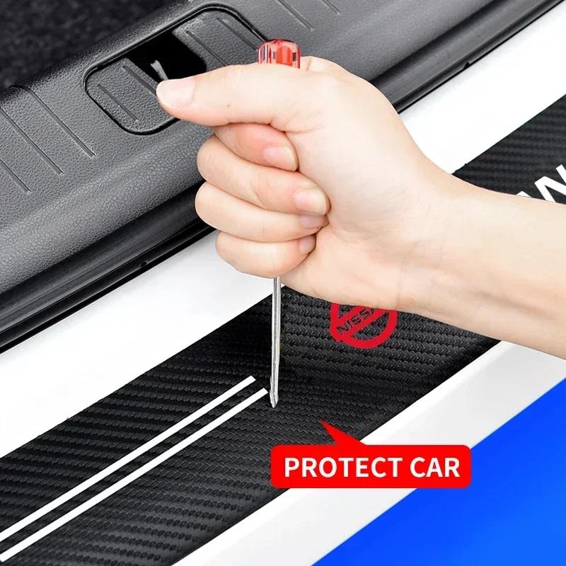 Carbon Fiber Car Styling Door Trunk Threshold Protector Sticker For Nissan Nismo Tiida GTR Almera X-Trail Qashqai Accessories