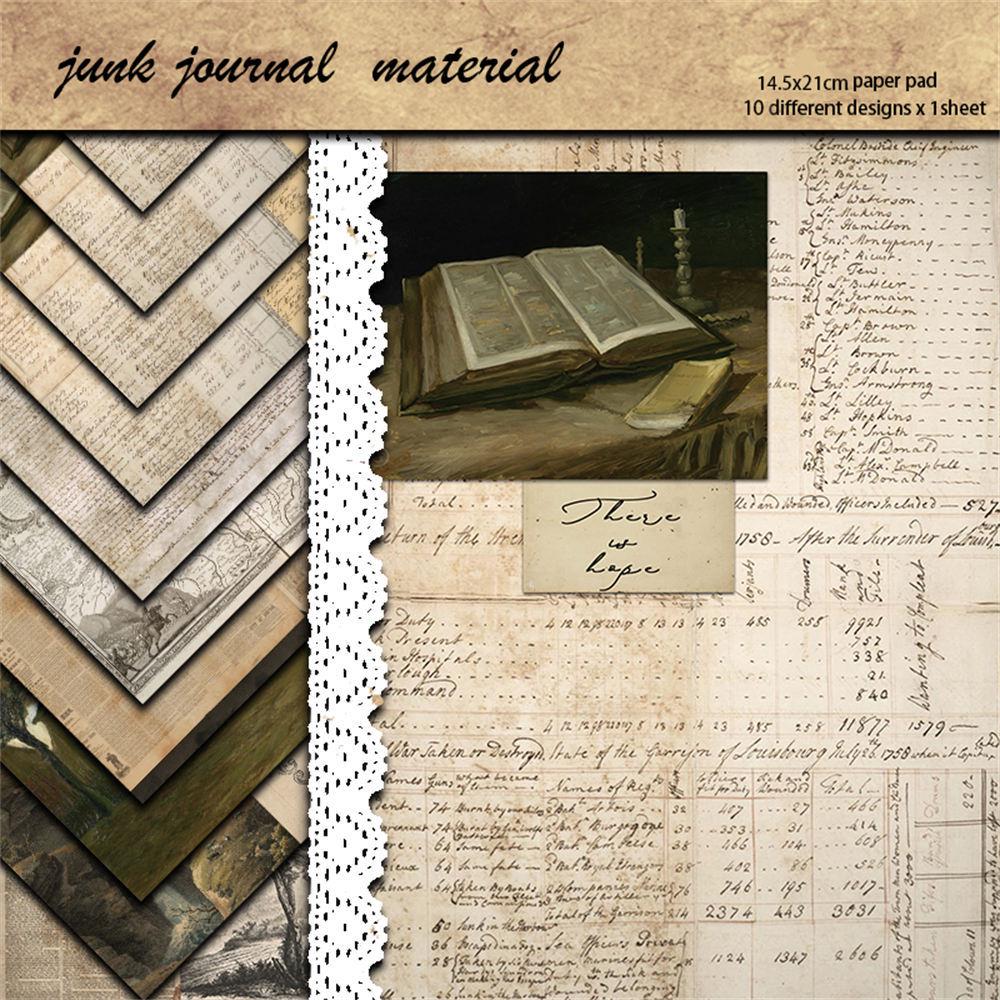 Retro Journal Collage Paper: 10 Sheets of European & American DIY Material
