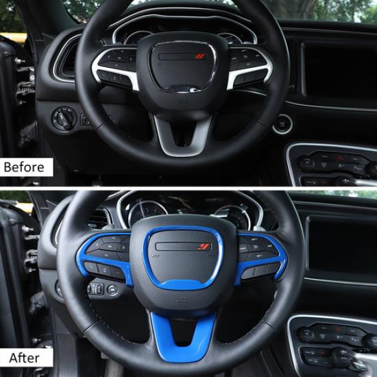 Blue Steering Wheel Frame Trim Cover for Dodge Challenger/Charger/Durango 2015+