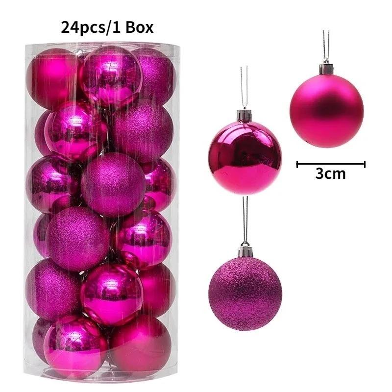 24Pcs 3cm Christmas Balls Christmas Tree Decoration Xmas Hanging Tree Pendants Home Party Christmas Tree Decor New Year Gifts