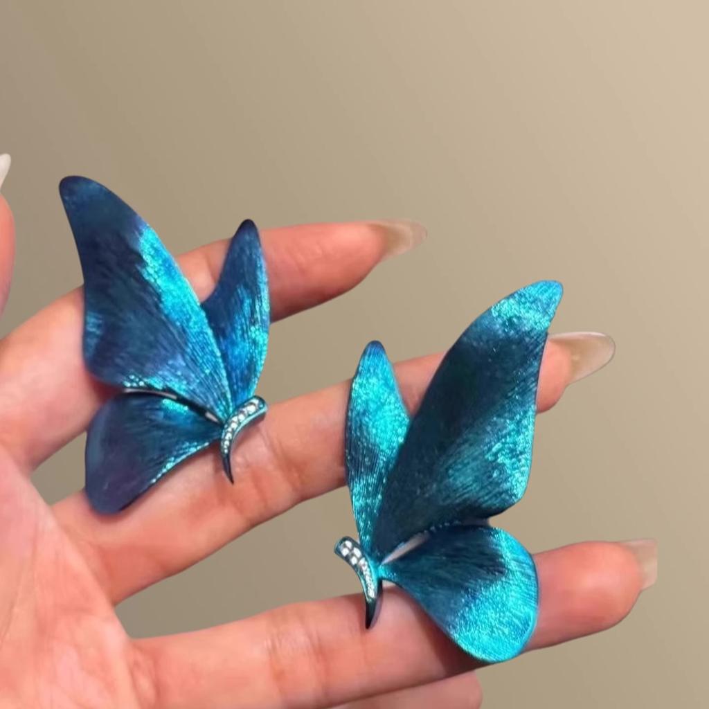 French fresh blue geometric flower resin earrings light luxury stud earrings personality temperament earrings women