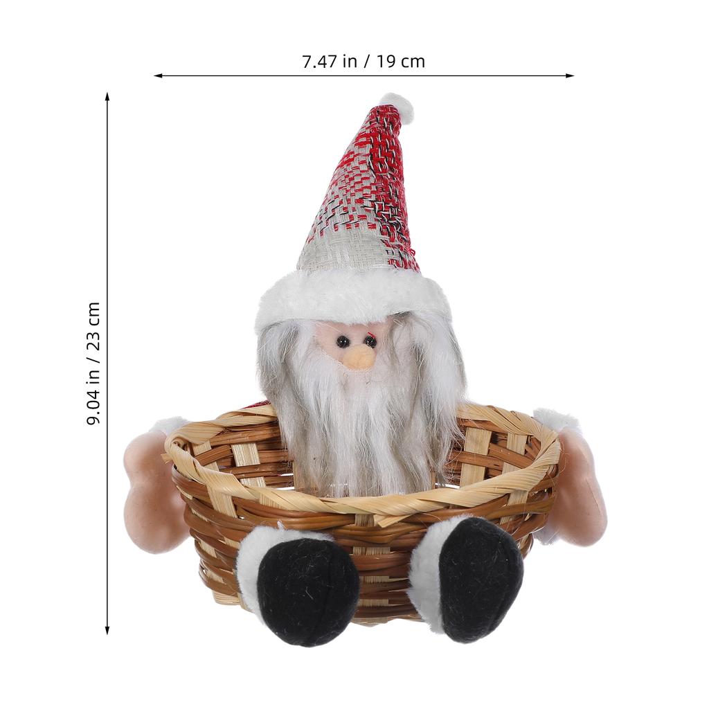 Julförvaringskorg Plyschren-docka Godisflätad Hållare Snacks-skål Godisskål För Vinterhelgens Bordsskiva Dekoration