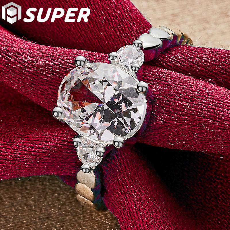 925 Sterling Silver Big AAA Zircon Ring Fashion Jewelry