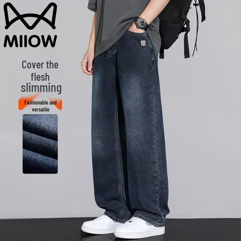 MiiOW Men s Summer Loose Fit Straight Wide-Leg Jeans 36