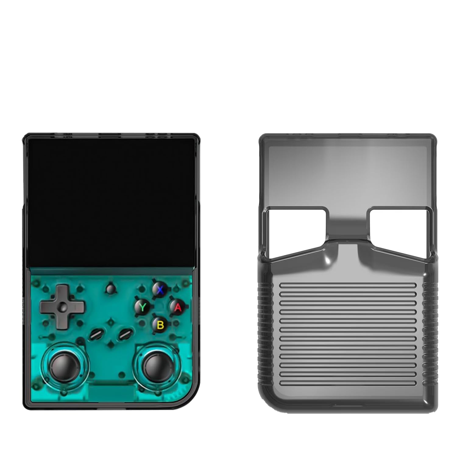 

Compact case for the ANBERNIC RG35XX Pro, allows charging while wearing the device, waterproof and dustproof, lightweight case cover (clear-black)