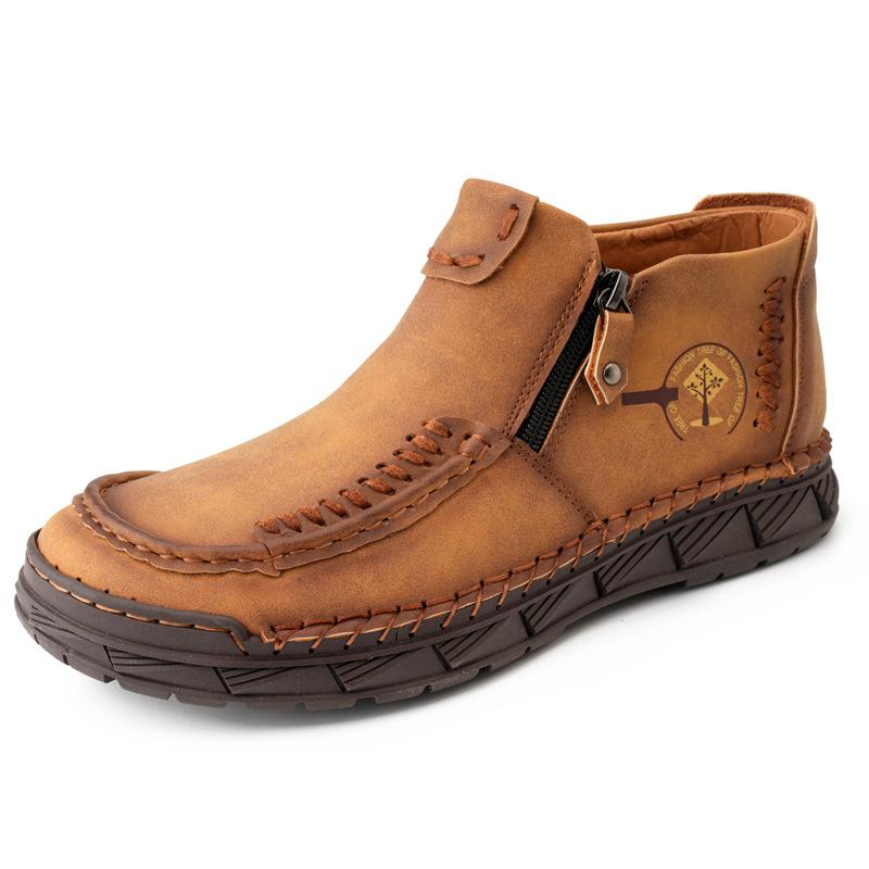 

Большой размер весенне-осенние мужские повседневные ботинки кожаные ботинки модная боковая молния обувь ручной работы высокие мужские ботинки 48 золотистый