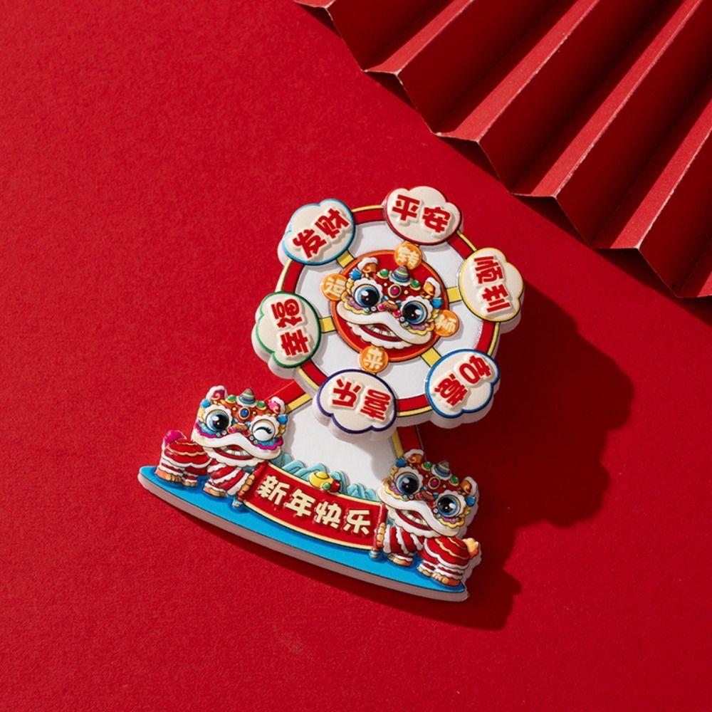 Cartoon God of Wealth Magnetic Sticker Chinese Style 3D Rotatable Magnet  Festive Decoration