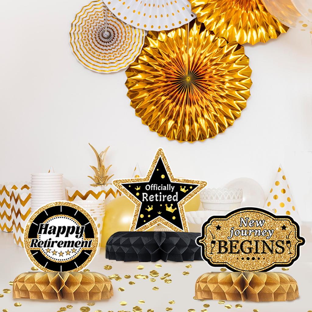 Retirement Honeycomb Centerpiece for Retired Party Decoration No Work Zone Table Topper Creative Photo Prop Desktop Ornament