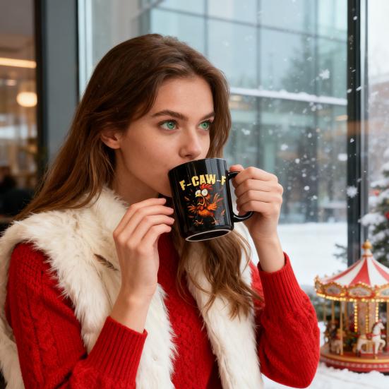 Funny Coffee Mug F-Caw-F Chicken Mug Ceramic 350ml Hot Cold Drinking Cup Dishwasher Safe Novelty Gift