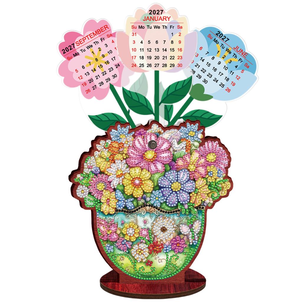 2026 Kalender Diamantmalerei Kalender Set Holz Diamantmalerei Set DIY Diamantkunst Schreibtischkalender Weihnachtsgeschenk