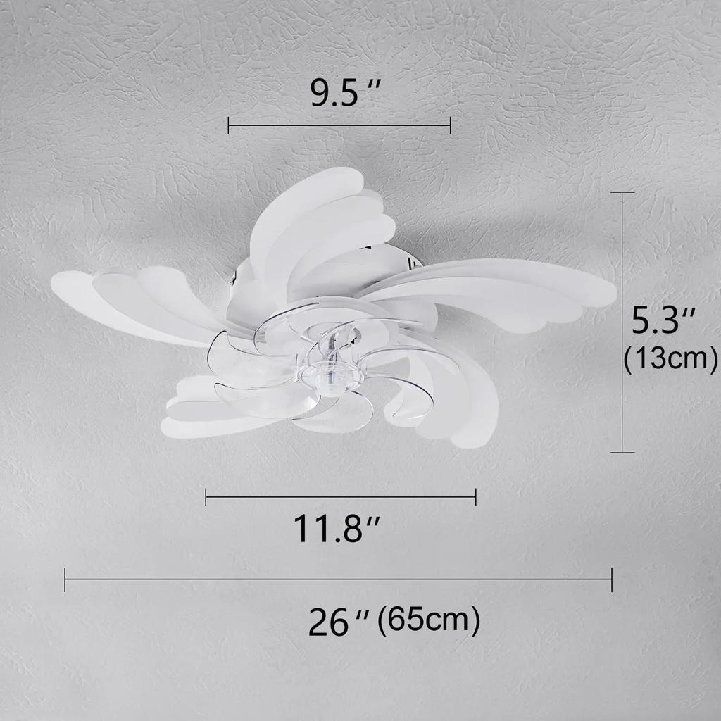 Nordic Flower Shape Black White Ceiling Fan Light LED Ceiling Lamp Remote Control Bedroom Silent Electric Fan Lamp Ventilators