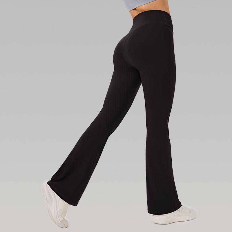 Women's Solid Color High-Waist Flare Yoga Pants