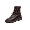 New leather Martin boots women's British versatile rear zipper flat-bottomed short boots thin boots women's knight boots