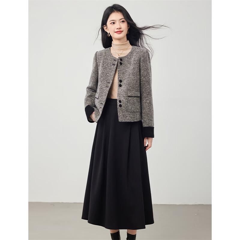 Women's Chic Wool Down Jacket & Skirt Set