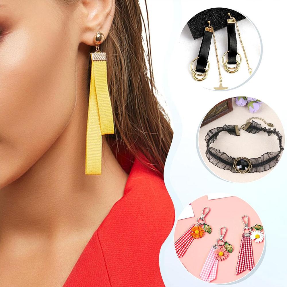 20/40/60pcs alloy material ribbon clip end, bracelet bookmark clip buckle leather rope end clip DIY jewelry making tool kit