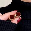 Hong Kong Retro Wine Red Clover Stud Earrings - Unique & Stylish Design