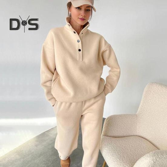 2 stk/sett Vår Høst Dame Topp Buksesett Ståkrage Langermet Genser Elastisk Høy Midje Maksimal Komfort Bukser Sport Fitness Treningsdress