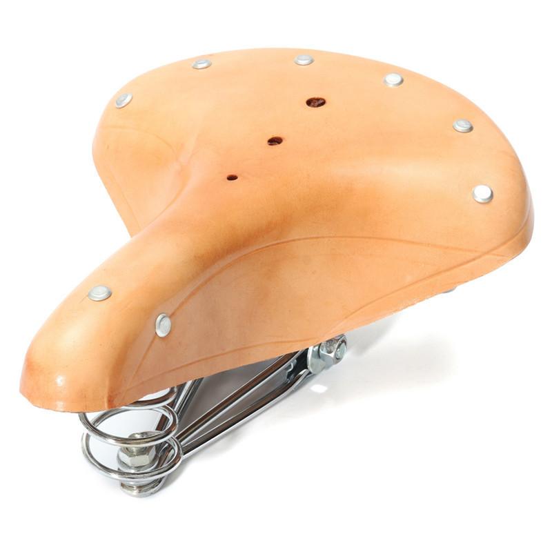 

Велосипедное седло из воловьей кожи, тройное пружинное винтажное сиденье, аксессуары для седла для горного велосипеда жёлтый