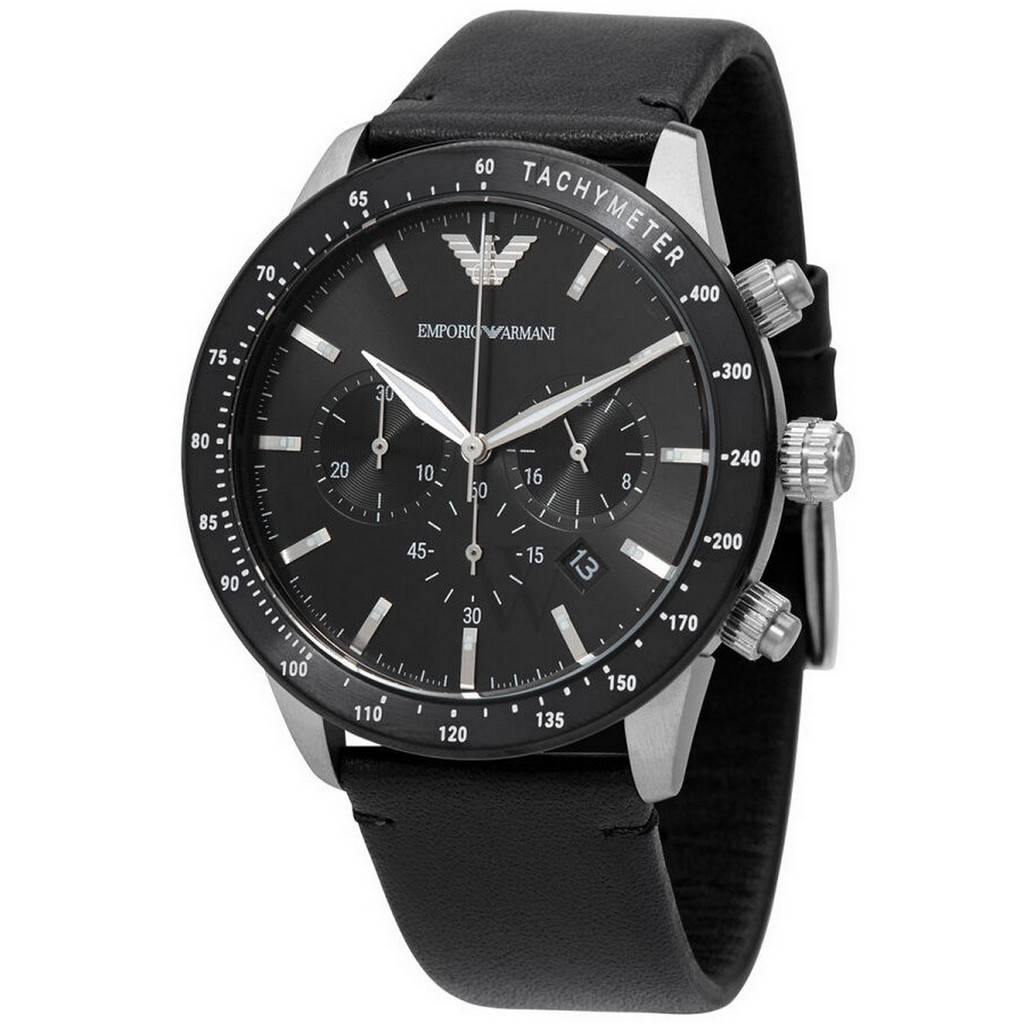 

Emporio Armani Mario Chronograph Кожаный Кварцевый Черный циферблат AR11243 Мужские Часы