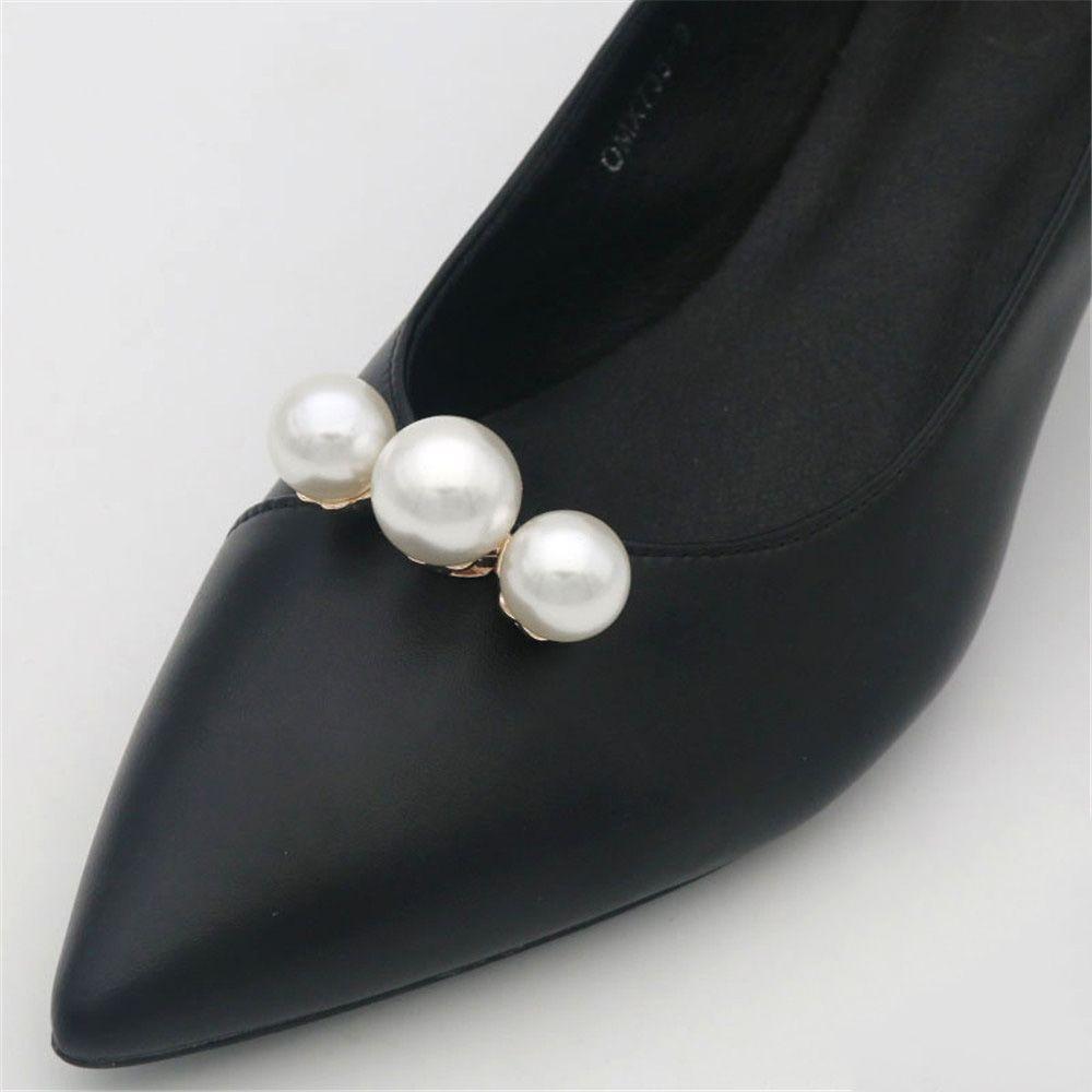 1PC Women Wedding Bride Charm Buckle Pearl Decoration Clips Big Pearl Shoe Decorations